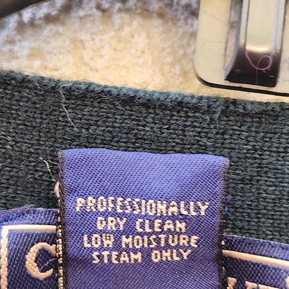 CHARTER CLUB PETITE Women's Cardigan Medium Green Wool Grama Sweater Vintage - Picture 9 of 9